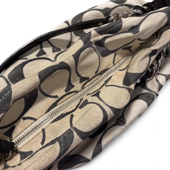 COACH Brooke Signature Sateen Satchel Shoulder Bag Cream and Black - Picture 5 of 5